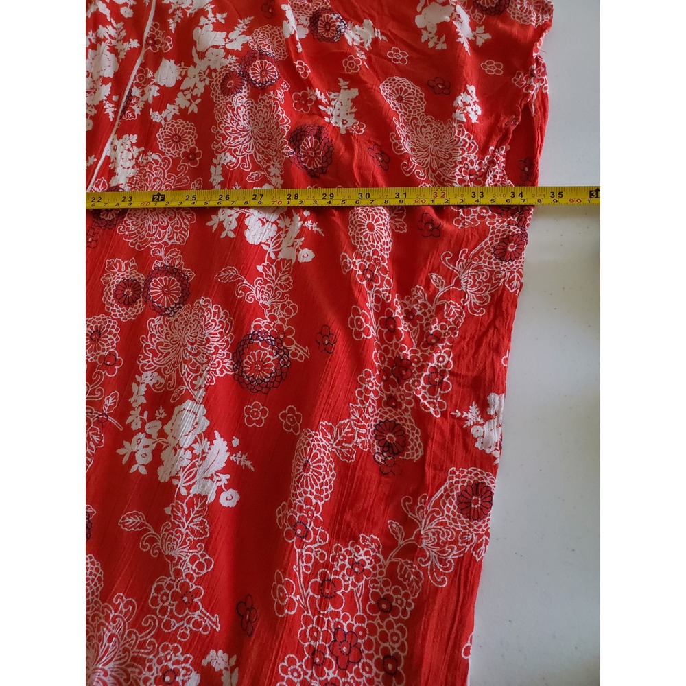 Angie Womens Red Floral Kimono Open Front Oversized Boho Rayon Large Cover-Up - Picture 7 of 8
